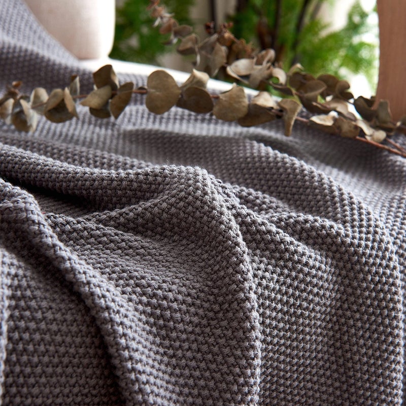 Longhui bedding Dark Grey 100% Cotton Lightweight Cable Knit Throw Blanket for Couch Sofa Bed Home Large Decorative, Bonus Laundering Bag, Dark Gray 60 x 80 Inch, Machine Washable - Image 4